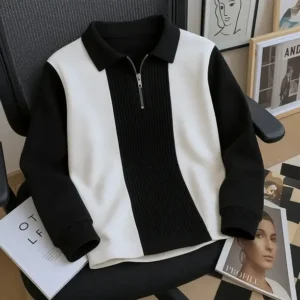 Black and White Shirt with Zip