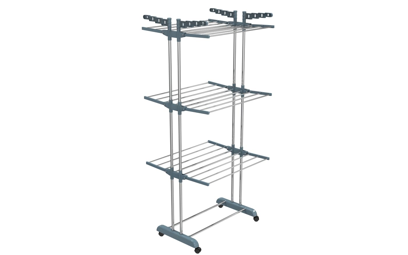 LiMETRO STEEL Stainless Steel Foldable Cloth Dryer Stand Double Rack Cloth Stands for Drying Clothes Steel (Cross), 120x54x4 cm - Image 4