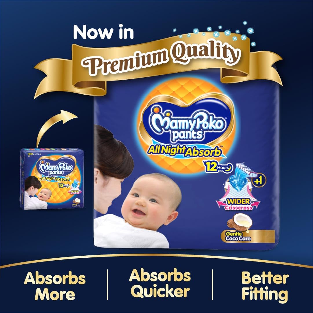 New Mamypoko Pants Premium All Night Absorb| Pant Style Baby Diapers Large Size(L), - Image 2