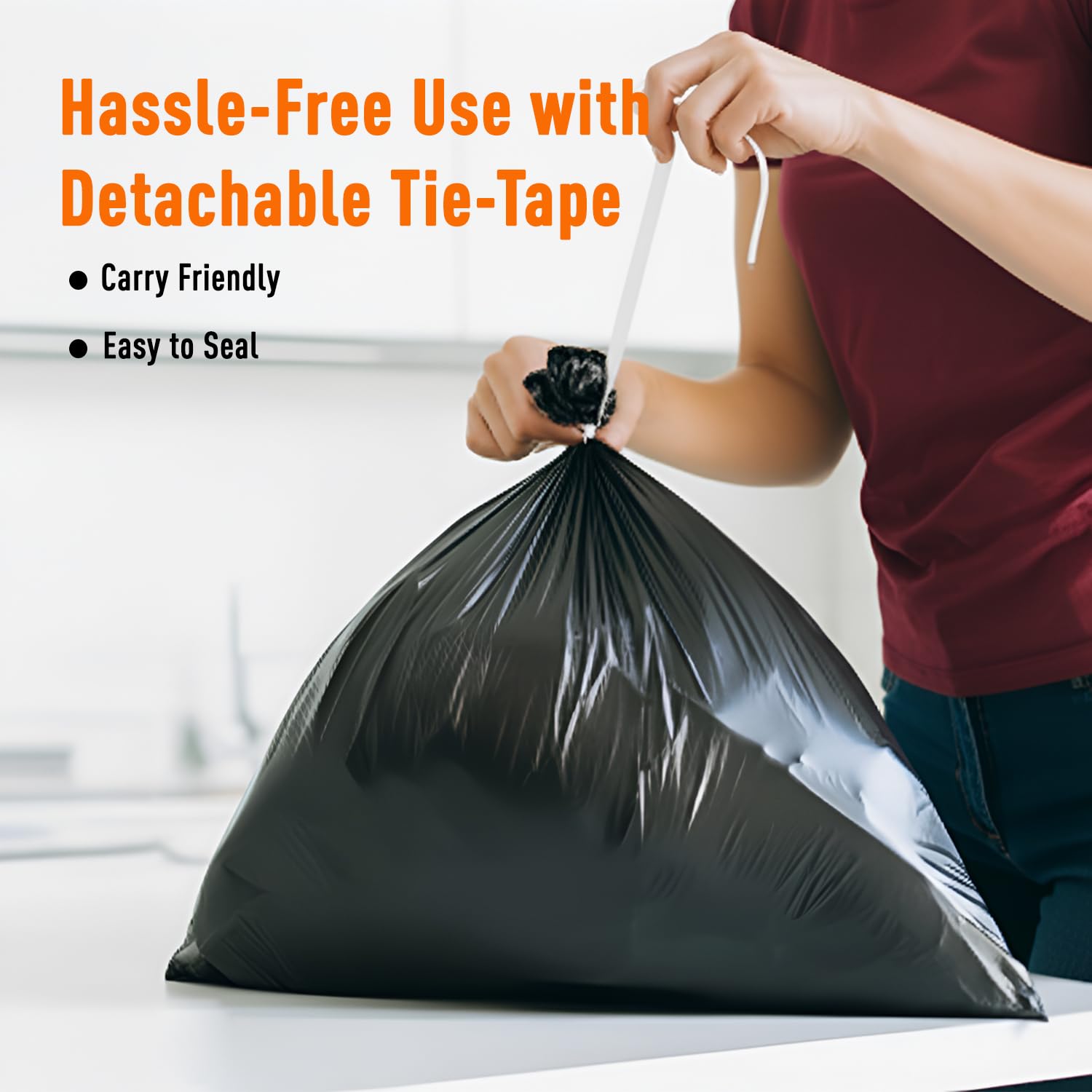 Dailyshopz Brand - Presto! Garbage Bags | Medium | 180 Count | 30 Bags X 6 Rolls | 19 X 21 Inches | For Dry & Wet Waste | Black - Image 4