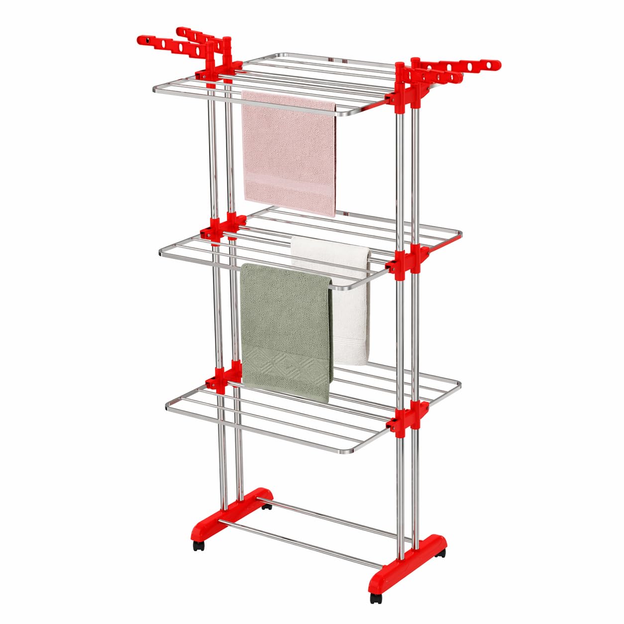 LiMETRO STEEL Premium Clothes Drying Stand Foldable with Wings | Heavy Duty Steel Clothes Stand | Rust Proof Cloth Dryer Stand | Space Saving Clothes Drying Rack for Balcony & Indoor Use - Image 2