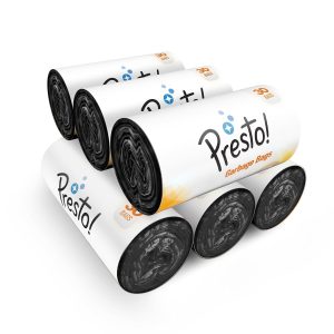 Dailyshopz Brand - Presto! Garbage Bags | Medium | 180 Count | 30 Bags X 6 Rolls | 19 X 21 Inches | For Dry & Wet Waste | Black