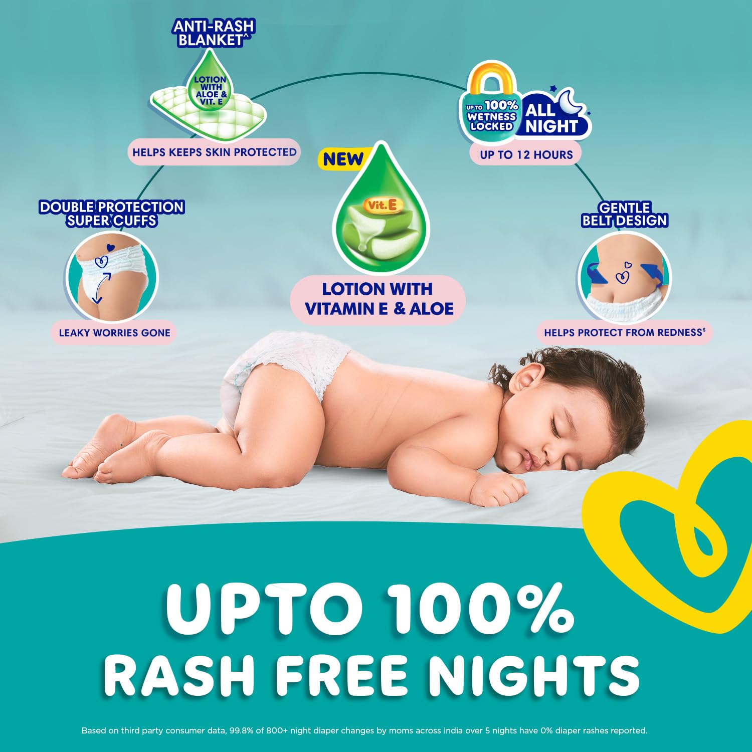 Pampers Complete Skin Comfort Pants, (XL) 56 Count, Anti-rash blanket, Lotion with Vitamin E & Aloe Vera, Extra Large size baby diapers, 12-17kg - Image 3