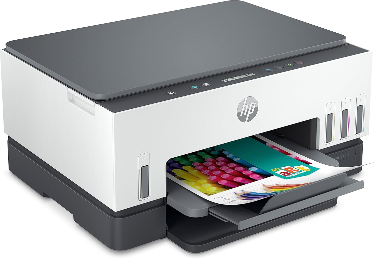 HP Smart Tank 670 All-in-One Auto Duplex WiFi Integrated Ink Tank Colour Printer, Scanner, Copier- High Capacity Tank with Automatic Ink Sensor, Multicolor - Image 2