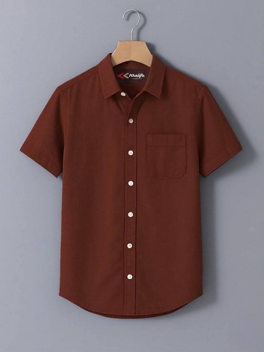 Men's Beige Casual Half Sleeve Shirt - Image 3