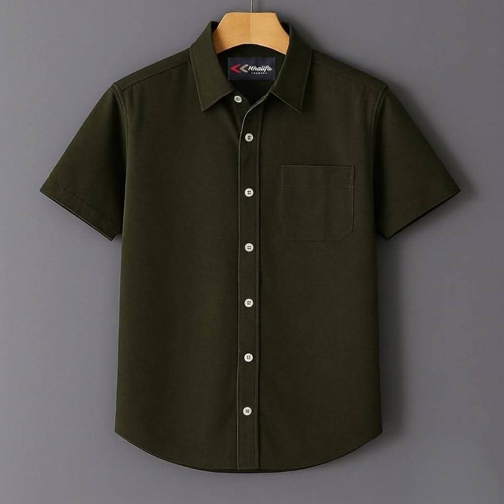 Men's Beige Casual Half Sleeve Shirt - Image 5