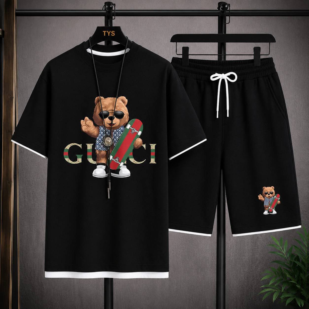 Black Graphic T-Shirt & Shorts Co-Ord Set - Image 7